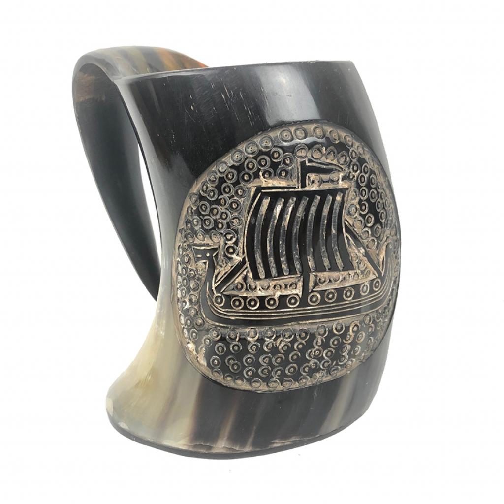 Engraved Viking Horn Tankard